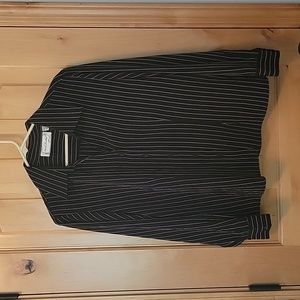Sarah Bentley black stiped blouse, size L
